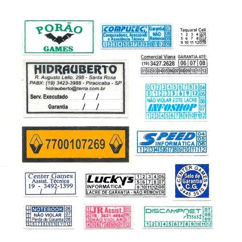 Etiquetas Lacre Destrutível / Void Prata e Branco